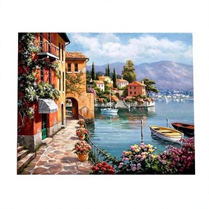 Kit de Pintura al Óleo Digital sin Marco - Encantador Paisaje Portuario sobre Lienzo, Fácil Decoración DIY para el Hogar - Product Image 6