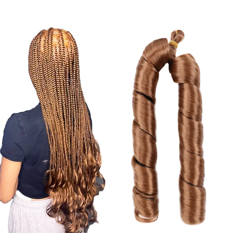 Cabello trenzado rizado sedoso doble de 22 pulgadas LEILONG Curl francés Trenzas de ganchillo Extensiones de cabello de onda suelta Sintético