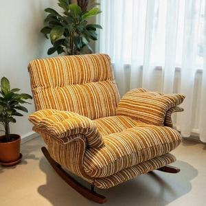 Fauteuil à bascule pour salon, fauteuil inclinable rembourré en tissu rayé, siège individuel pour adulte, chaise de détente confortable - Product Image 3