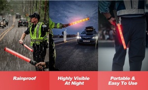 Cao có thể nhìn thấy an ninh dùi cui 26cm ống màu trắng với màu đỏ ánh sáng màu xanh lá cây LED ABS giao thông nhấp nháy dùi cui - Product Image 6