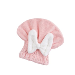 Gorro de secado de pelo de vellón coral Jin Ao, de secado rápido y absorbente, sin necesidad de secador, para mujer, con bonito diseño de lazo. - Product Image 3