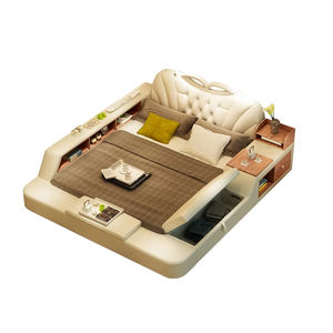 Lit double moderne de luxe multicolore, ensemble de lit en cuir haut de gamme, lit multifonctionnel de grande taille - Product Image 6