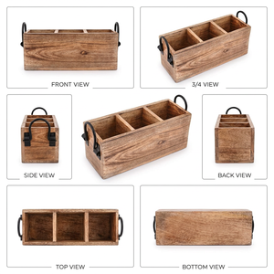 Porte-couverts rectangulaire multifonctionnel en bois de manguier, moderne, durable et écoresponsable, à un seul niveau, pour organiser les couverts - Product Image 5