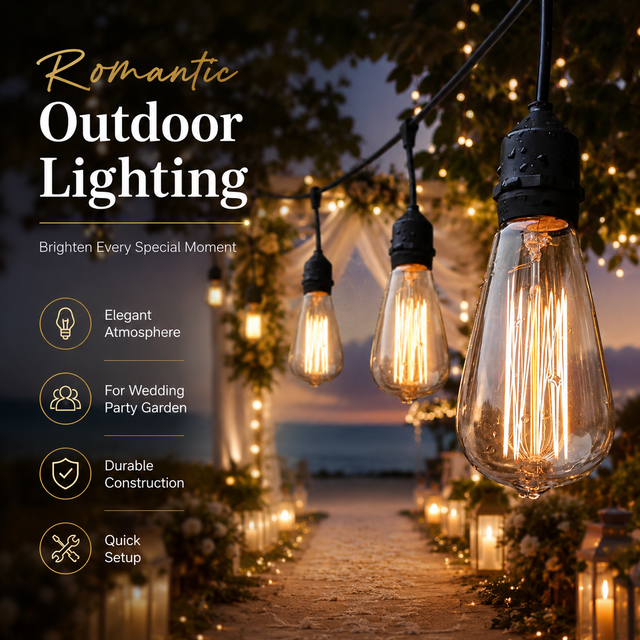 NBTOP Vintage Edison Bulb Waterproof IP65 Commercial Grade Outdoor String Lights for Patio Garden Party Wedding Cafe Events
