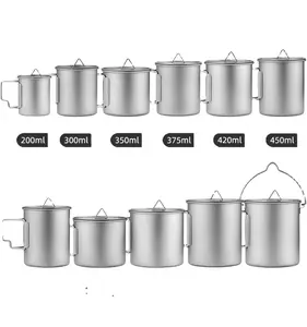 Free Sample CE Ultralight Titanium Cup Outdoor Portable Mug Camping Picnic Water Cup with Foldable Handle 200ml-750ml for