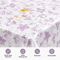 Nappe de table en PEVA non tissé, motif floral violet, imperméable, pour salle à manger