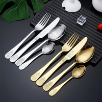 Bestseller Vintage Muster Edelstahl Messer Gabel Löffel Besteck Golden Besteck Set für Hochzeits feier