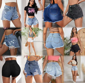 Shorts de Mezclilla Azules Casuales de Verano para <span class=keywords><strong>Mujer</strong></span>, Corte Recto, Cintura Alta, con Gran Elasticidad, Técnica Lavada, para Chicas de Talla Grande - Product Image 6