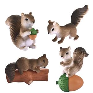 Personalizado Resina 4 pcs/set Moss Micro Paisagem Terrário Estatueta Decoração Animal Esquilo Bonito Estátuas figura animal - Product Image 1