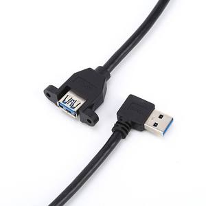 Cable de Extensión de Datos USB 3.0, 90 Grados, Macho a Hembra, Montaje en Panel con Tornillos, Blindaje Trenzado para Transferencia de Datos de Computadora - Product Image 6
