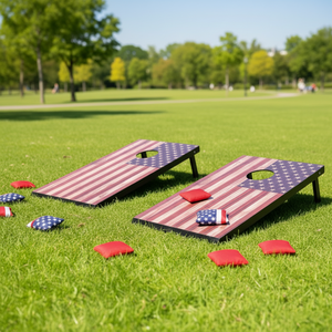 Jeu <span class=keywords><strong>de</strong></span> Cornhole en bois <span class=keywords><strong>pour</strong></span> l'extérieur, motif drapeau américain, idéal <span class=keywords><strong>pour</strong></span> la plage et la <span class=keywords><strong>pelouse</strong></span> - Grande Vente - Product Image 1