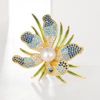 XILIANGFEIZI Bros Mewah Bergradasi Tembaga Zirkon Enamel Mutiara Air Tawar Alami Batu Akik Bunga Peony