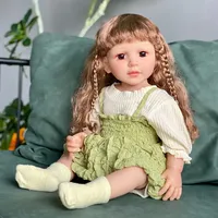 Muñeca de Simulación en Oferta, Muñeca Suave con Ojos Grandes, Cabello Rubio Largo, Linda y Bonita, Bebé Reborn de 55 cm para Niña, Regalo de Cumpleaños