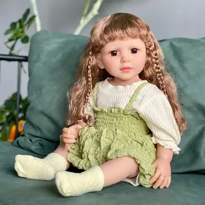 Muñeca de Simulación en Oferta, Muñeca Suave con Ojos Grandes, Cabello Rubio Largo, Linda y Bonita, Bebé <span class=keywords><strong>Reborn</strong></span> de 55 cm para Niña, Regalo de Cumpleaños - Product Image 4
