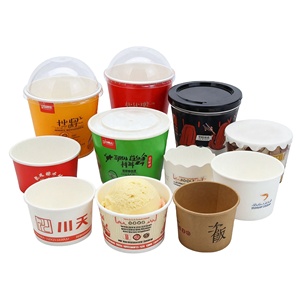Vasos Desechables con Doble Recubrimiento de PE y Tapas para Helado, con Logotipo Personalizado, en Tamaños de 2/3/4/5/6/8/9/10/12 oz, Tazones de Papel para Helado - Product Image 1