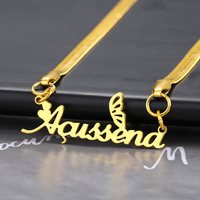 Collier personnalisé avec nom en acier inoxydable plaqué or 18 carats, chaîne serpent torsadée, bijoux sur mesure