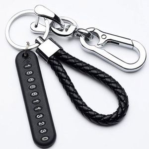 Chống mất xe Keychain nhựa, số điện thoại thẻ móc chìa khóa da bện dây tự động xe <span class=keywords><strong>Key</strong></span> Fob/ - Product Image 1