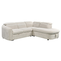Canapé d'angle convertible en L 2 places avec rangement, design européen, revêtement en tissu, pieds en plastique, pour salon