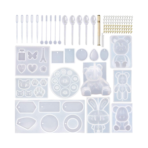 EuTengHao 132 pz Kit <span class=keywords><strong>Fai</strong></span>-<span class=keywords><strong>da</strong></span>-<span class=keywords><strong>te</strong></span> Ecologico per Creazioni Natalizie, Stampi in Silicone a Forma di Animali e Motivi Scenici, Inclusi Orso 4D e Zampa di Gatto - Product Image 1