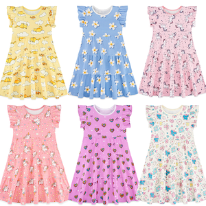 <span class=keywords><strong>Vestido</strong></span> Informal para Niñas, Moda de Verano, Vestidos Nuevos para Niñas, Estampado Personalizado, MOQ Bajo, Vestidos de Manga Corta para Niñas, Ropa para Niñas - Product Image 1