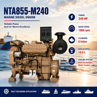Mesin Diesel Laut Berpendingin Air 4 Tak Turbocharged SCDC Cums NTA855-M240 untuk Kapal Nelayan dan Aplikasi Kapal Tunda