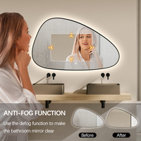 2026 New Arrival Irregular Smart Silver Mirror Glass Led Lighted Bathroom Mirror Custom Sower Vanity Mirror with Aluminum Frame