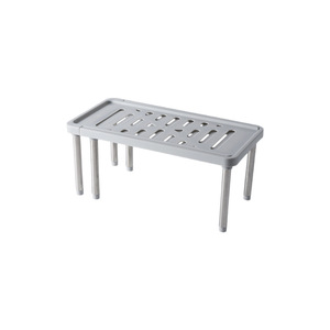 Extendable <b>Kitchen</b> Storage <b>Rack</b> Double Layer Countertop Organizer For Spice Bottles And Kitchenware White Gray - Product Image 5