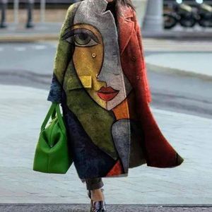 <span class=keywords><strong>Giacca</strong></span> donna primavera e autunno con risvolto a maniche lunghe con stampa <span class=keywords><strong>Tweed</strong></span> cappotto lungo - Product Image 4