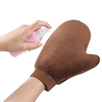 Mitaines applicatrices de luxe avec logo personnalisé applicateur bronzage en velours double face avec fausses mitaines autobronzantes pour le pouce