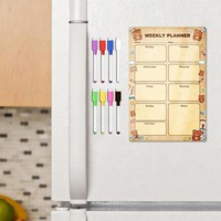 Planificateur hebdomadaire mignon en forme d'ours, tableau magnétique en acrylique découpé au laser, imprimé UV, plaque magnétique décorative pour la rentrée scolaire et le bureau
