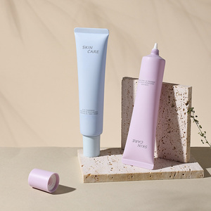 Özelleştirilebilir OEM ve ODM boş yuvarlak mavi mor sıkmak plastik el krem tüpü ile vidalı kapak cilt bakımı için - Product Image 3