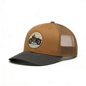Gorra Trucker de 6 Paneles de Lona de Algodón con Bordado de Motocicleta, Malla Transpirable en la Parte Trasera, Cierre a Presión, para Deportes al Aire Libre de Verano y Pesca - Product Image 3