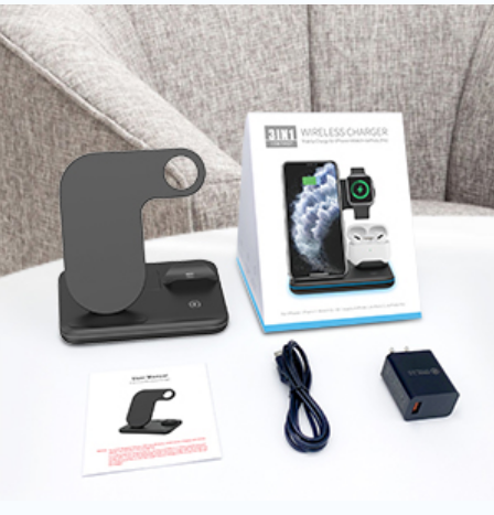 Портативная Qi Quick Cell Смарт-часы типа C быстрая зарядная станция 3 в 1 Беспроводное зарядное устройство для мобильного телефона Подставка для Iphone 12 Pro