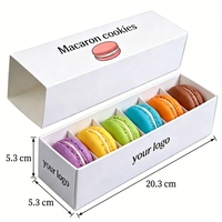 Boîte à macarons coulissante personnalisable et recyclable, emballage pour biscuits pastel, idéale pour la pâtisserie et le rangement de friandises.