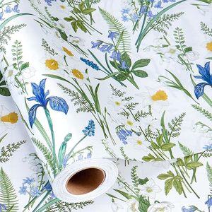 Papel de embalaje litográfico original con diseño de flores moradas y azules para empaquetar ramos, papel para regalos del Día de la Madre - Product Image 6