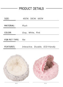 Cama de felpa suave y cálida para gato, con cubierta, fabricante al por mayor - Product Image 4