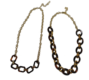 Colgante de acetato de tono dorado antiguo de moda con cadena de oro de concha de tortuga collar de eslabones de Tokio con Material de resina de perla - Product Image 3