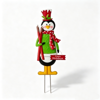 Ornements de Noël en métal faits à la main, style pingouin, pour la décoration des fêtes de Noël dans le jardin