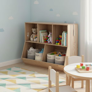 Organisateur de jouets en bois chic à 5 cubes pour enfants avec kit anti-basculement Coffre efficace pour la gestion des jouets Fabriqué en Chine Modèle AL1264 - Product Image 5