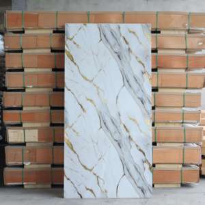 Panneau mural en PVC marbré doré de grande taille, prix compétitif, conception ODM OEM pour la construction de bâtiments intérieurs - Product Image 5