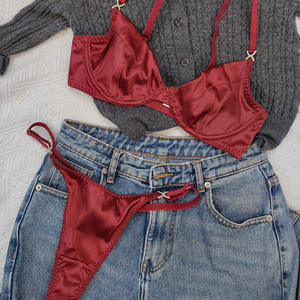 Neue französische Leopardenmuster-Dessous in mehreren Farben für Damen, Sommer, dünn, sexy Dessous, große Brust, kleiner Anti-Sagging-BH-Set - Product Image 2