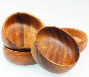 Modern Milieuvriendelijk Servies In Japanse Stijl Acacacia Platte Rijstkom Massief Hout Salade Soepkom - Product Image 5