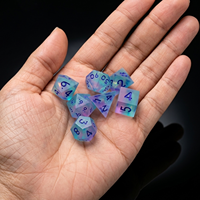 Mini Set de Dés DND en Résine Ambrée Mat Faite à la Main, Écologique, 7 Pièces, Polyédriques à Bords Tranchants, Givrés, pour Jeux de Rôle de Table