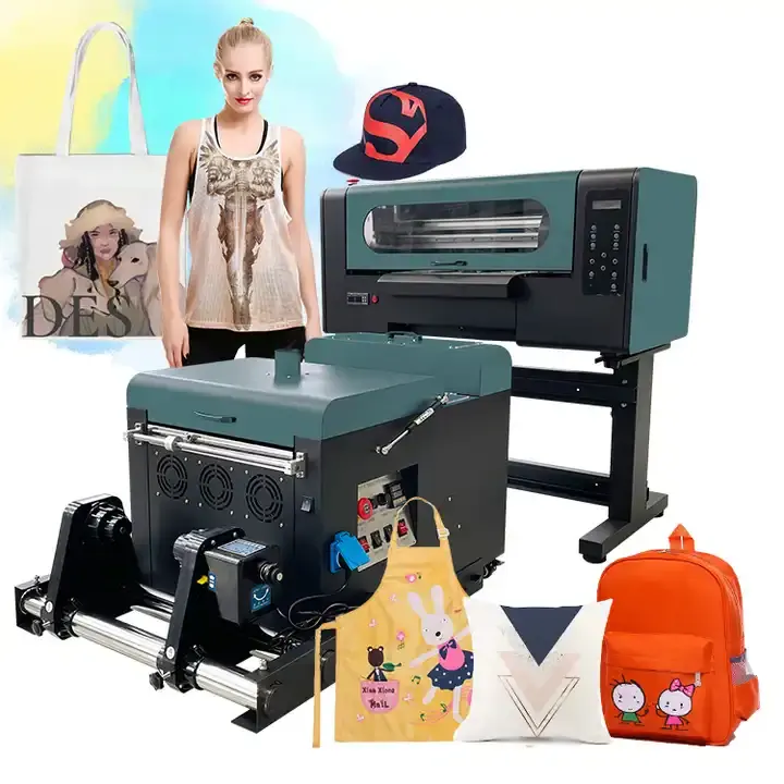 Visual-Tex 30cm A3 rollo a rollo UV DTF impresora DTF máquina mezcladora de polvo automática 30cm con rollo de papel y horno