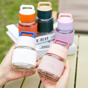 Gobelet à lait Chubby Milk Shaker avec poignée, bouteille d'eau en verre, tasse à café, design créatif, couleur unie, tasse individuelle, cadeau - Product Image 1