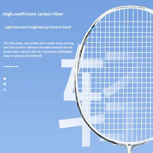 Racchetta da Badminton per Donne in PU, Design alla Moda, in Fibra di Carbonio Ultra-Leggera, per Principianti, Allenamento, Durevole, di Alto Valore, Set 4U con Borsa - Product Image 4