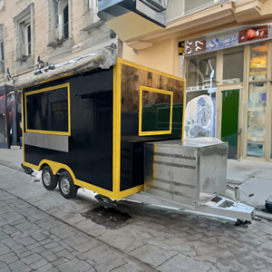 Camion de nourriture multifonctionnel d'extérieur, glace, hot-dogs, camion de nourriture en acier inoxydable à 4 roues, capacité personnalisable, stand de rue - Product Image 2