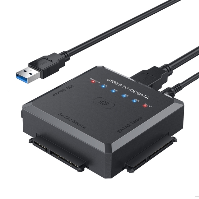 Hard Drive Converter USB3.0 to SATA IDE Hard Drive Adapter Converter With Clone Function for 2.5/3.5 SATA L/ll/l SSD HDD