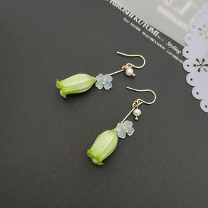 Nuevos pendientes de goma caídos Linglan, carillón de viento, fruta, pendientes largos de flores de cristal, pequeños pendientes de perlas de imitación frescas, bonitos pendientes - Product Image 6
