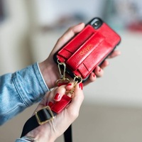 Étui de téléphone portable en cuir mains libres, bandoulière, sac à main avec sangle, porte-cartes, porte-monnaie pour accessoires de téléphone Iphone, gratuit